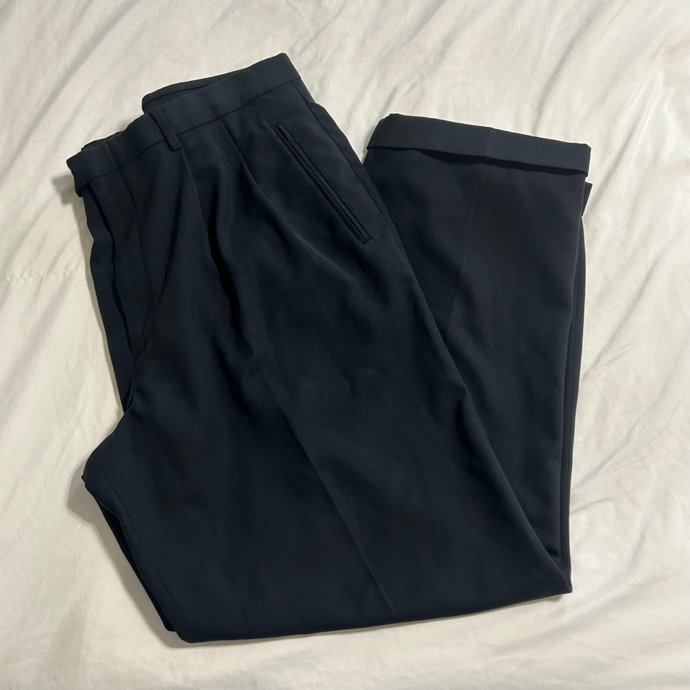 Claiborne Mens Black Pleated Cuffed Dress Pants Trousers 40x30 3411-017896-084